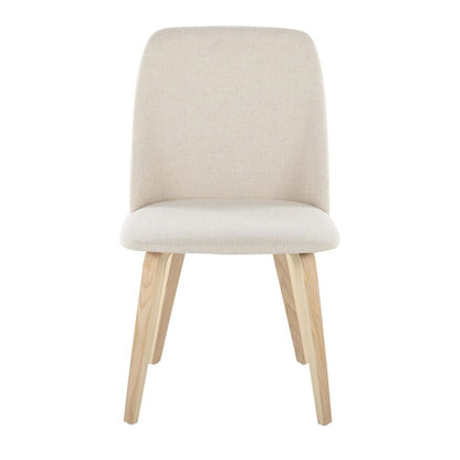 Natural Wood, Cream Fabric Toriano Dining Chair - Set of 2