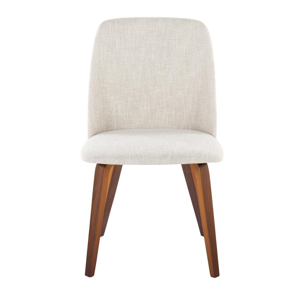 Walnut Wood, Beige Fabric Toriano Dining Chair - Set of 2