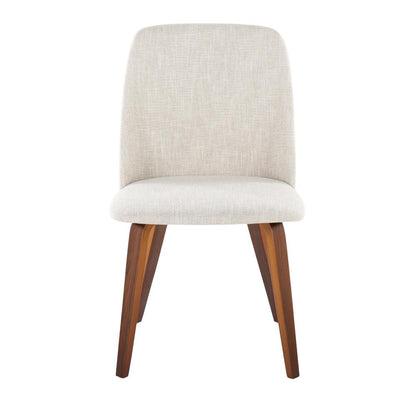 Walnut Wood, Beige Fabric Toriano Dining Chair - Set of 2