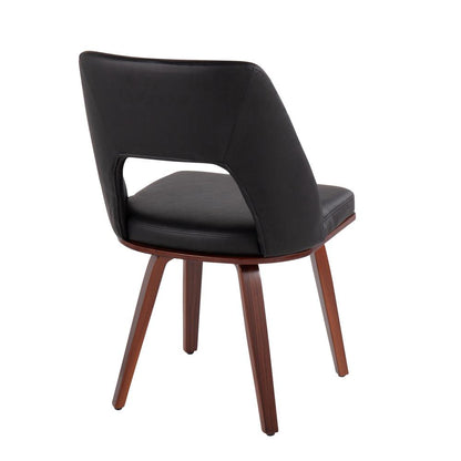 Walnut Bamboo, Black PU Triad Upholstered Chair - Set of 2