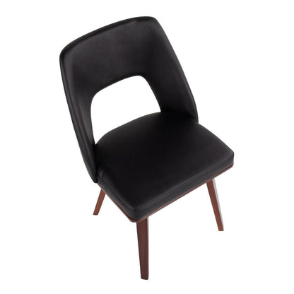 Walnut Bamboo, Black PU Triad Upholstered Chair - Set of 2