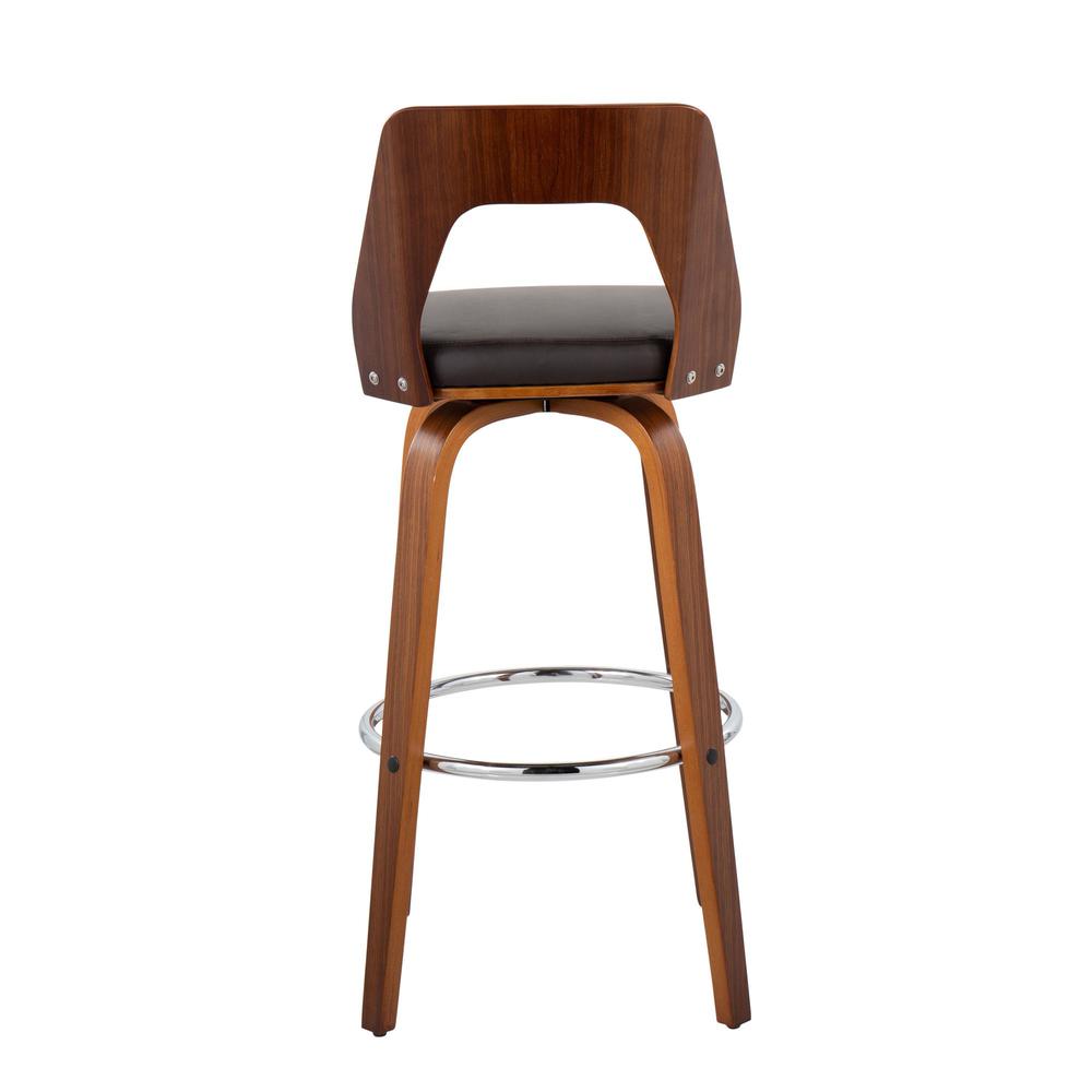 Walnut Wood, Brown PU, Chrome Trilogy 30" Barstool - Set of 2