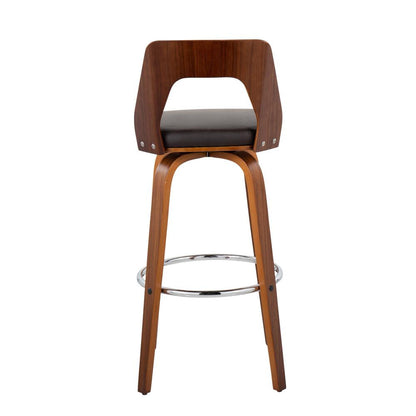 Walnut Wood, Brown PU, Chrome Trilogy 30" Barstool - Set of 2