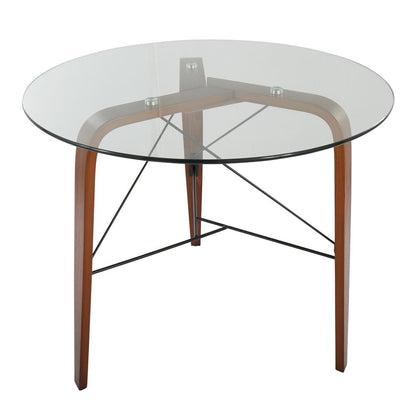 Walnut Wood, Clear Glass Trilogy Round Dinette Table