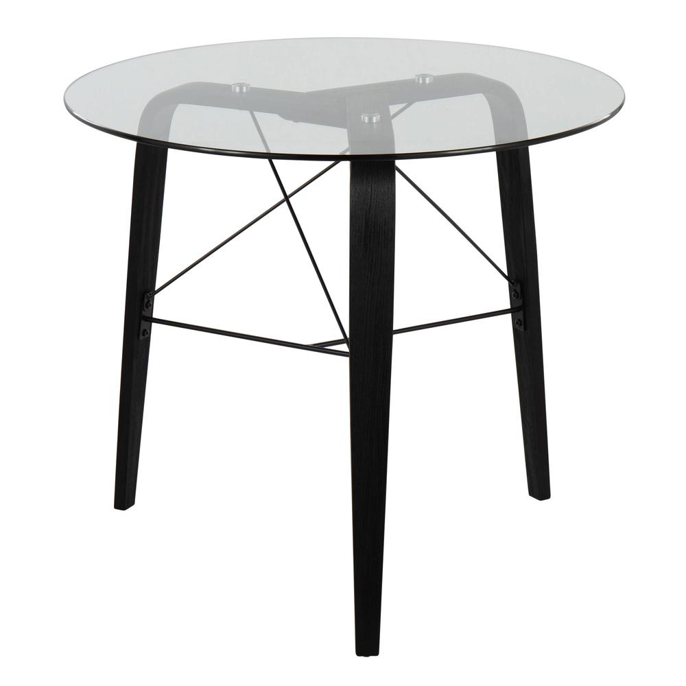 Black Wood, Clear Glass Trilogy Round Dinette Table