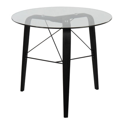 Black Wood, Clear Glass Trilogy Round Dinette Table