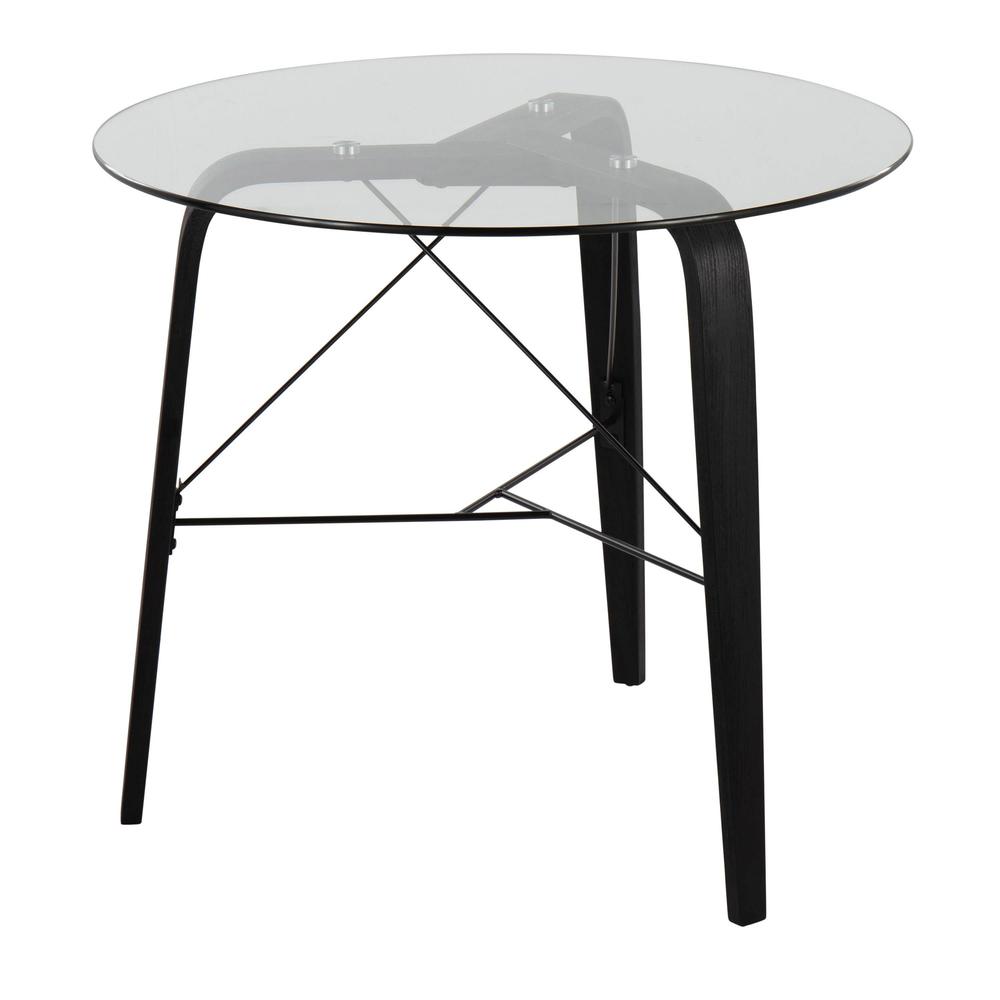 Black Wood, Clear Glass Trilogy Round Dinette Table