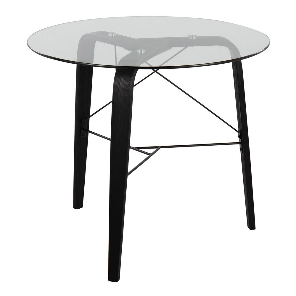 Black Wood, Clear Glass Trilogy Round Dinette Table