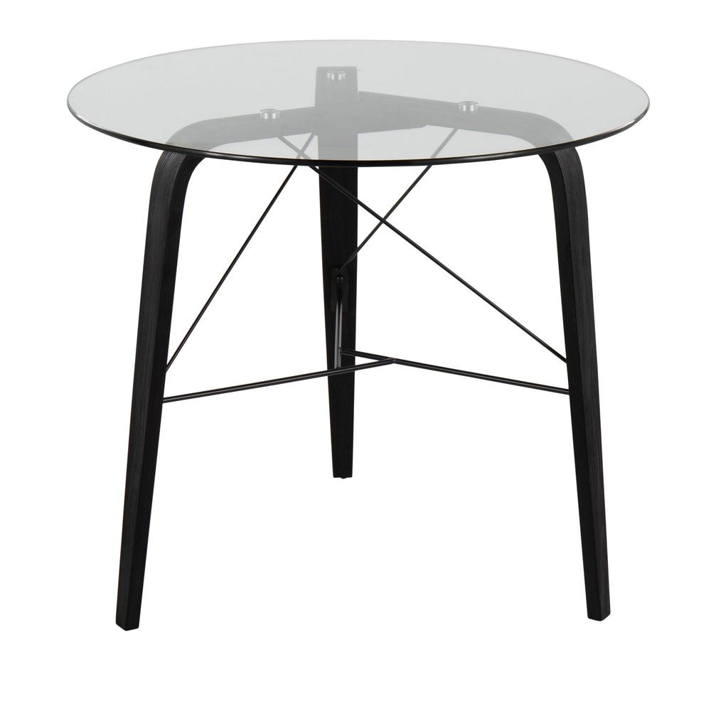 Black Wood, Clear Glass Trilogy Round Dinette Table
