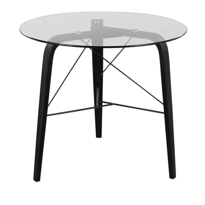 Black Wood, Clear Glass Trilogy Round Dinette Table