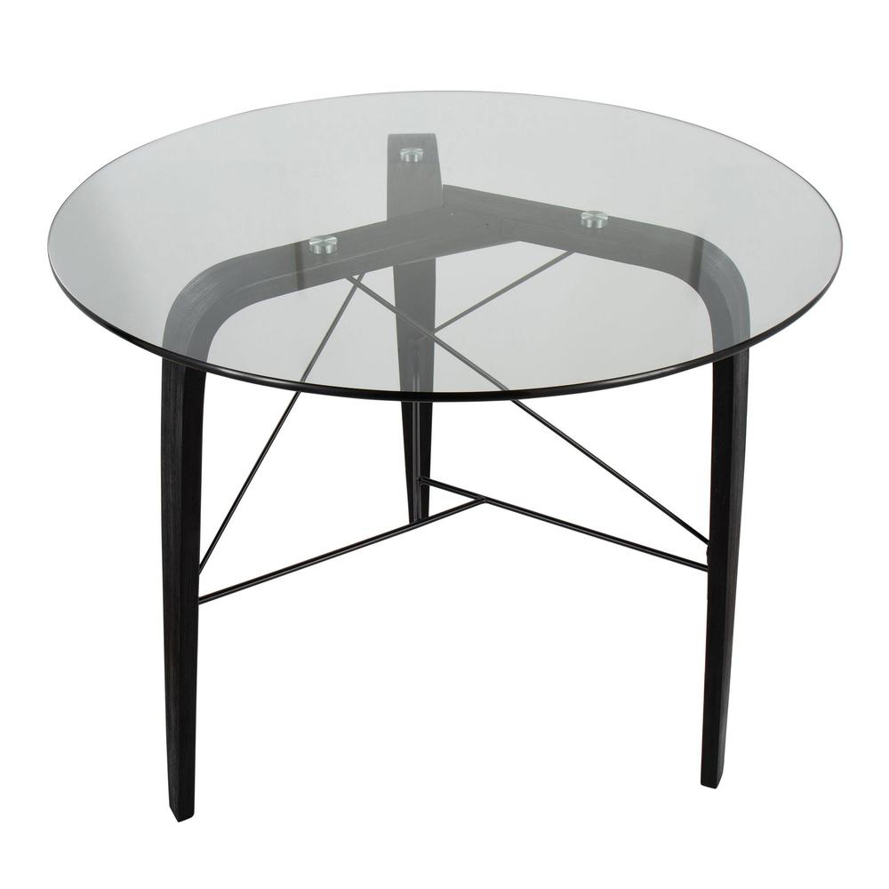 Black Wood, Clear Glass Trilogy Round Dinette Table
