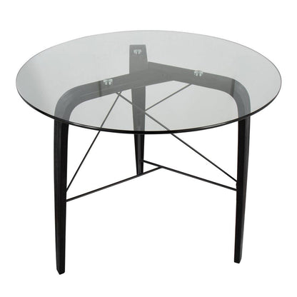 Black Wood, Clear Glass Trilogy Round Dinette Table