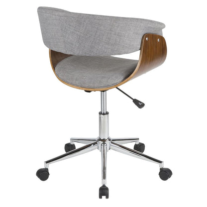 Walnut, Light Grey Vintage Mod Office Chair