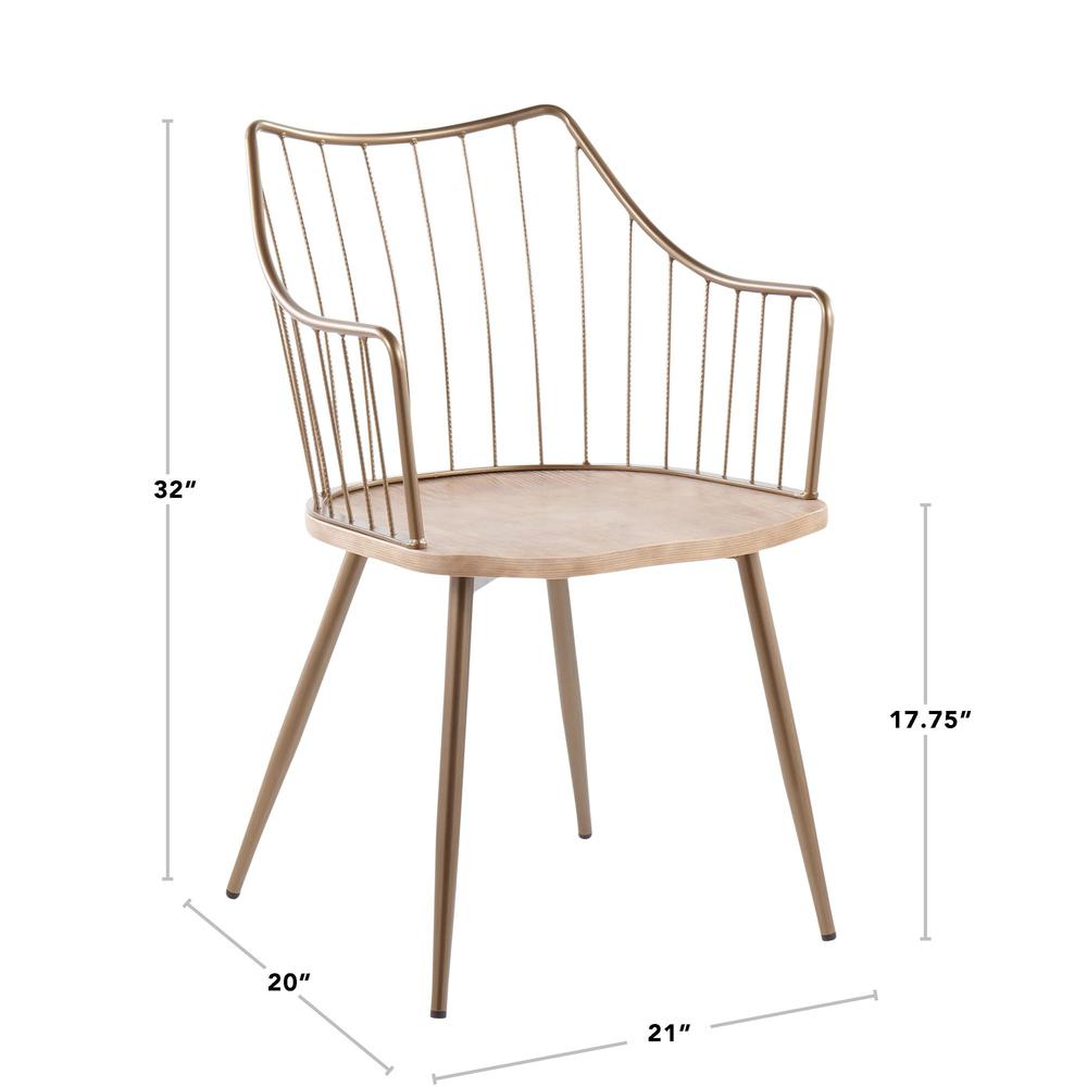 Antique Copper Metal, White Washed Wood Winston Chair