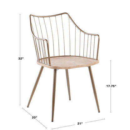 Antique Copper Metal, White Washed Wood Winston Chair