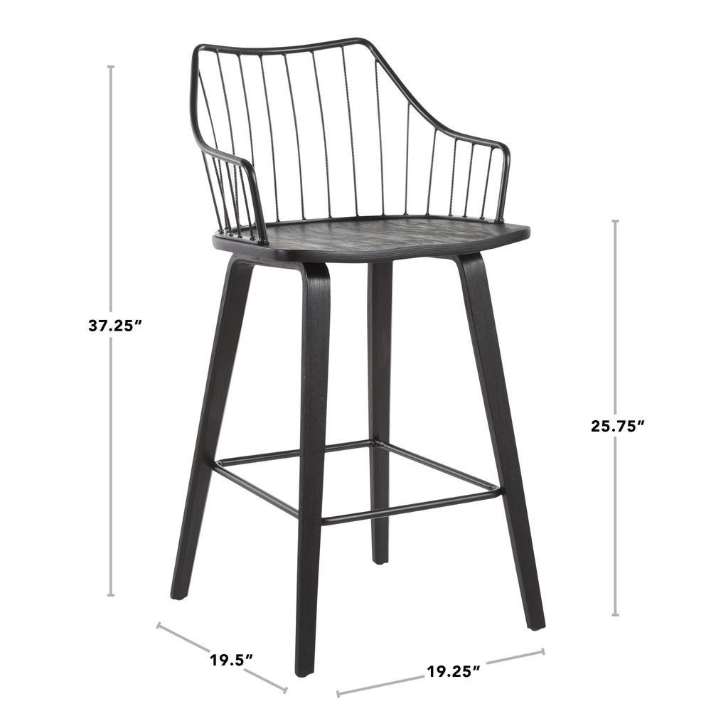 Black Wood, Black Metal Winston Counter Stool