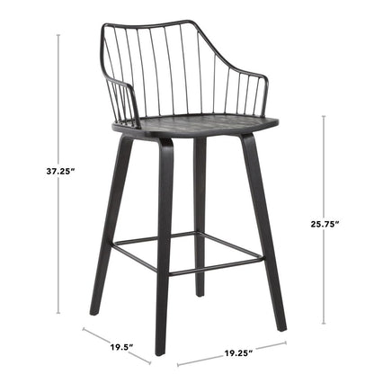 Black Wood, Black Metal Winston Counter Stool