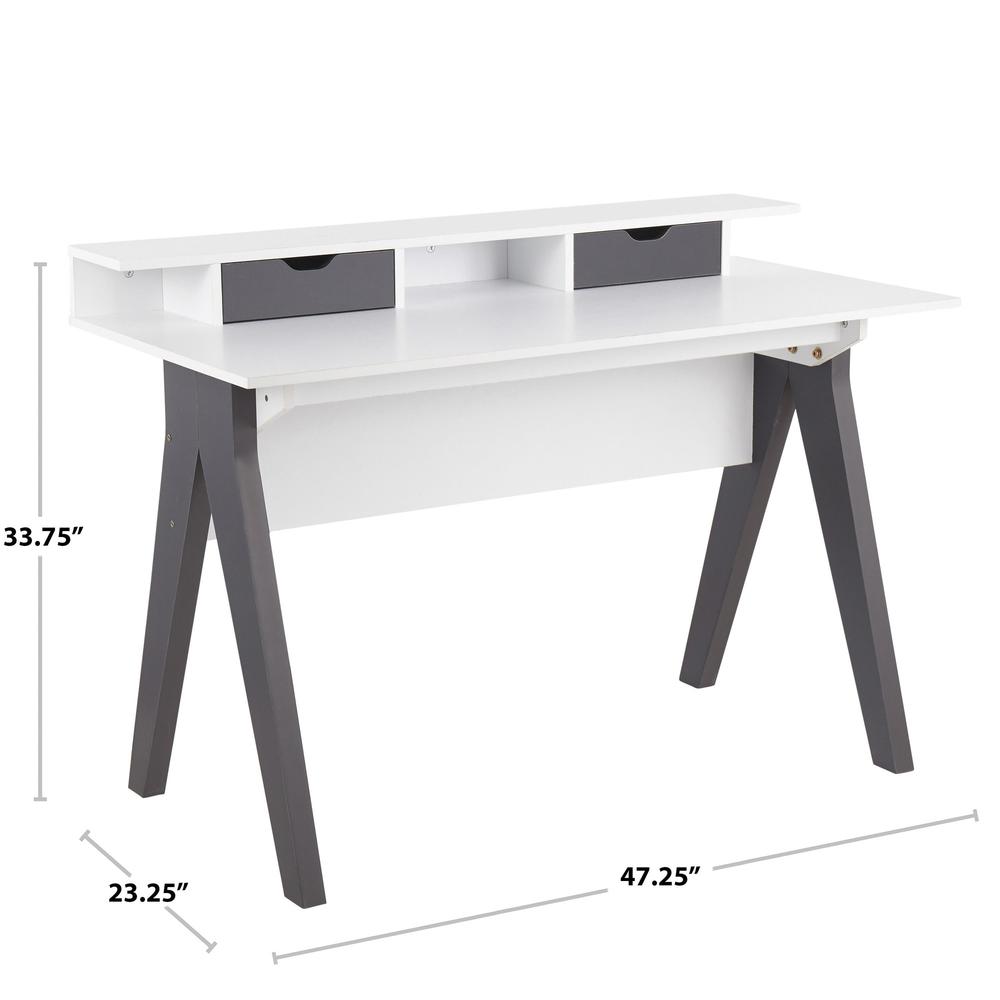 Grey Wood, White Wood Wishbone Desk