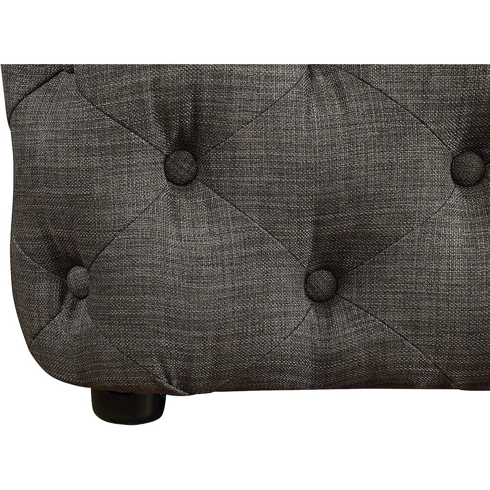 Best Master Furniture Kelly Square Transitional Linen Fabric Ottoman in Gray