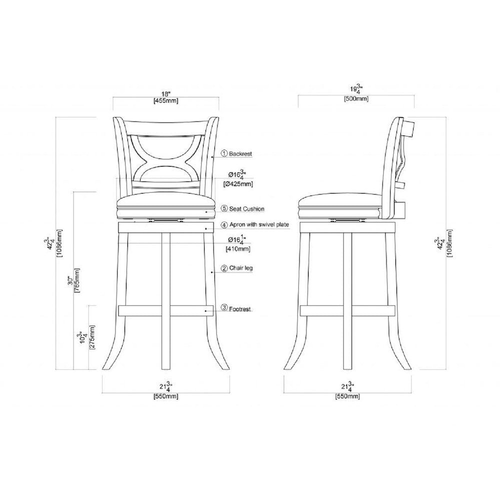 Florence Swivel Bar Stool - Black Sandthru Finish
