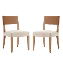 Faux Leather and Linen Dining Side Chair with Nettlewood Legs, Set of 2