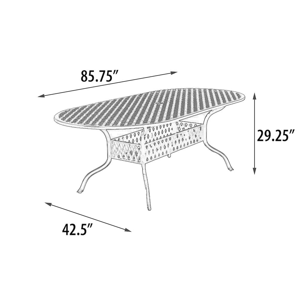 Savannah Outdoor Aluminum Oval Dining Table