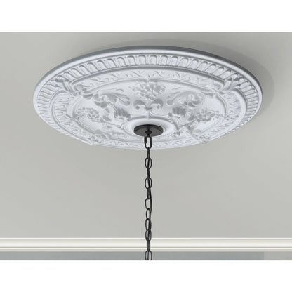 White Scroll Rose Chandelier Ceiling Medallion 26 Inch Dia