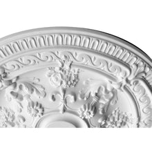 White Scroll Rose Chandelier Ceiling Medallion 26 Inch Dia