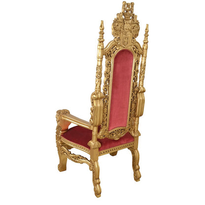 King Chair in Gold Leaf and Burgundy Velvet