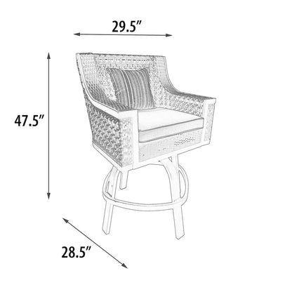 Monterey Bar Stool Chair with Cushion and pillow