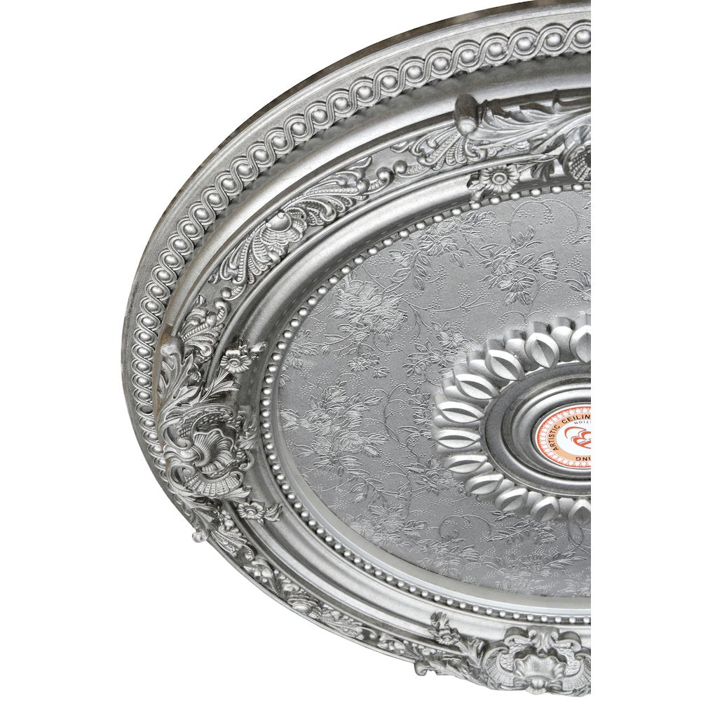 Antique Silver Round Ceiling Medallion 24 Inch Diameter