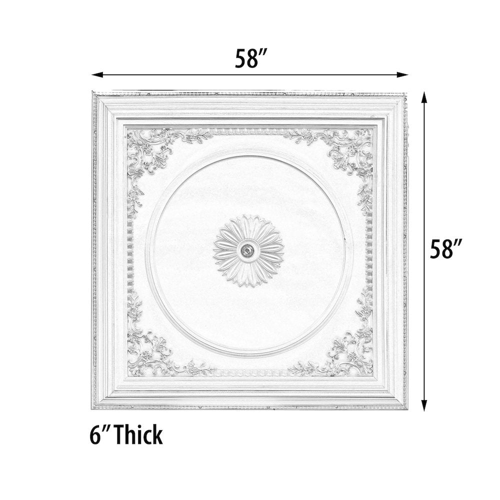 Elegant Large Dome Ceiling Medallion 58 Inch Square