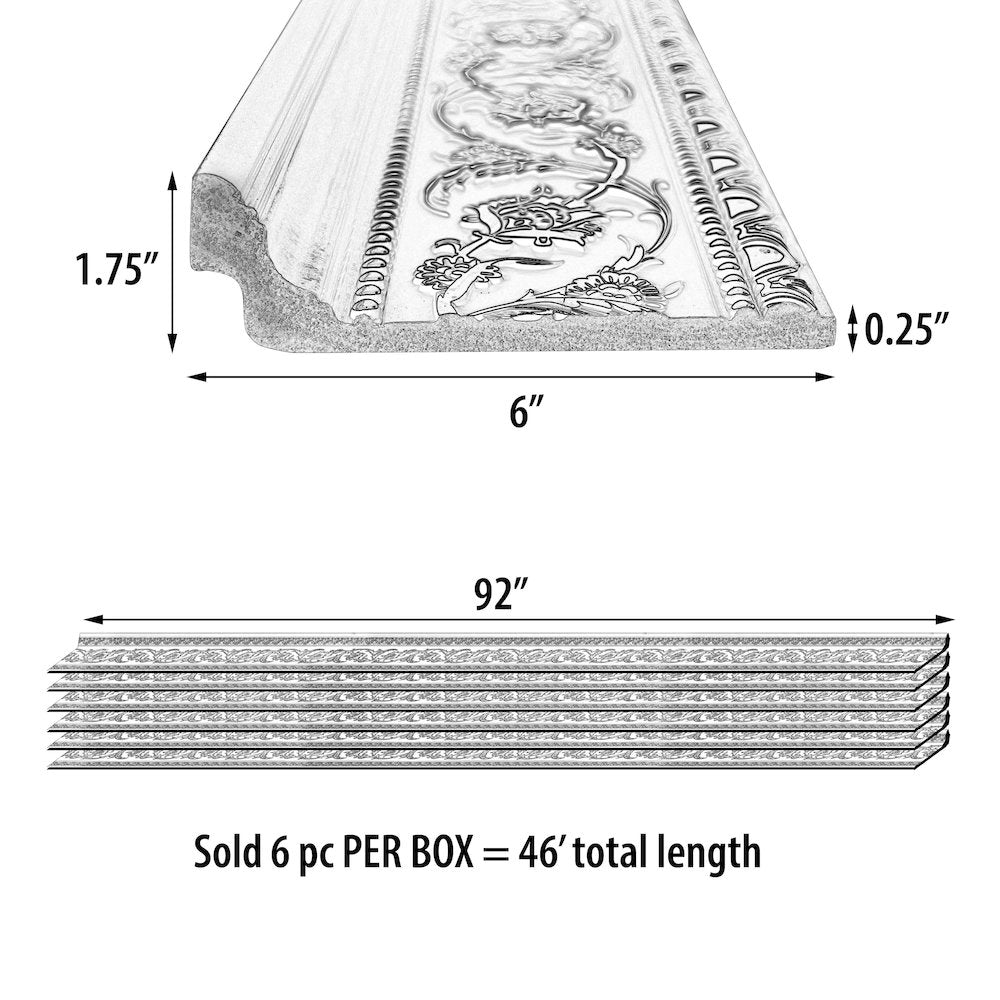 Grey and Silver Crown Molding 92 Inch