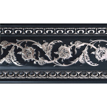 Silver Floral on Black Chair Rail 94 Inch