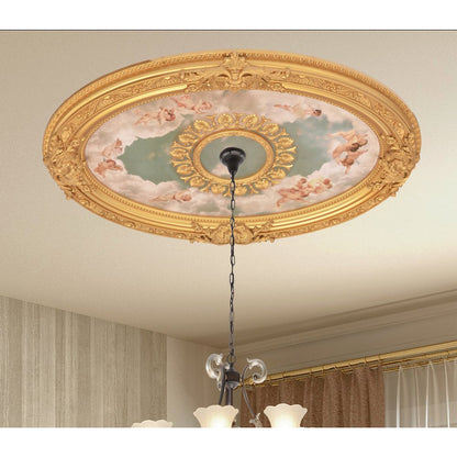 Cherubs Sky Oval Chandelier Ceiling Medallion 44in