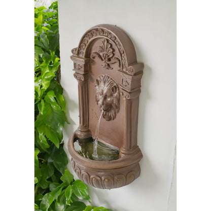 Terra Cotta Lion Hanging Wall Fountain