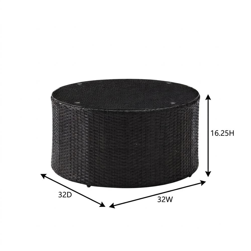 Wicker Round Coffee Table for Outdoor Patio Lounge with 33 lb Weight