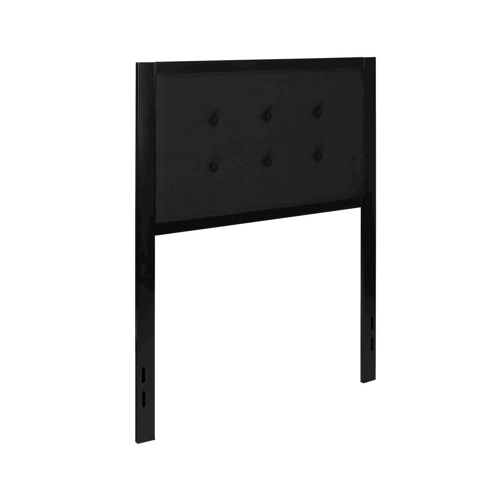 Metal Tufted Upholstered Twin Size Headboard in Black Fabric