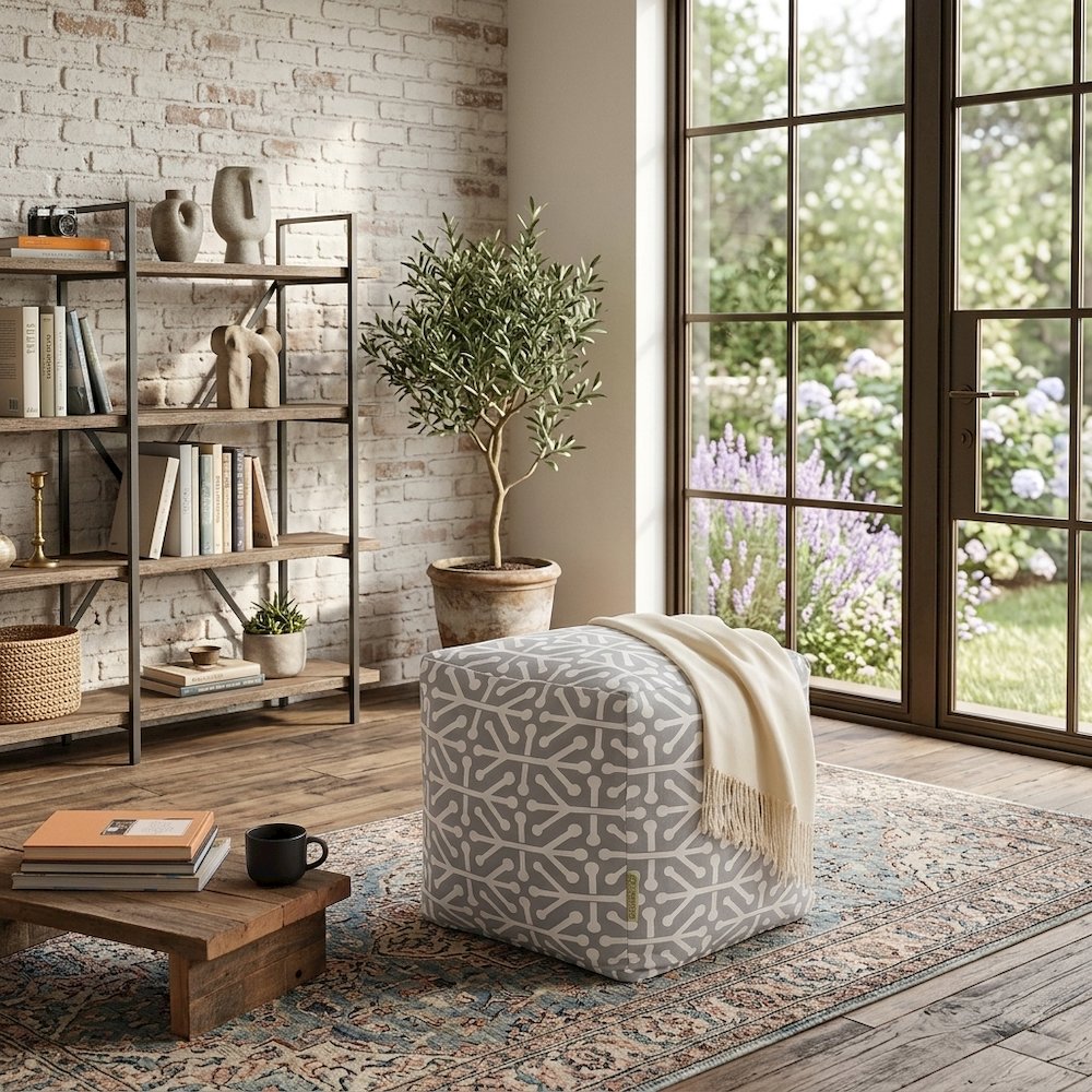 Majestic Home Goods Cube Pouf Aruba Gray