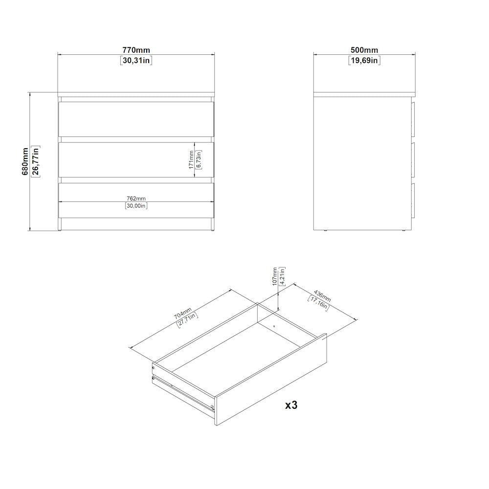 Scottsdale 3 Drawer Chest, Jackson Hickory