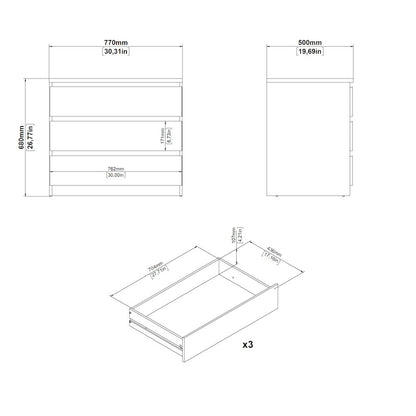 Scottsdale 3 Drawer Chest, White High Gloss