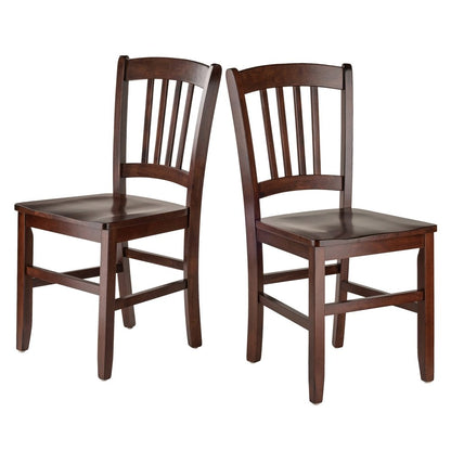 Solid Wood Stacking Dining Chair with Slat Back for Dining Room, Walnut, Set of 2