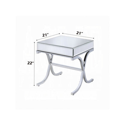 Dominic End Table, Mirrored & Chrome