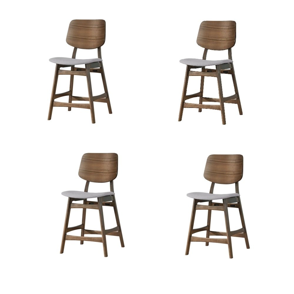 Oscar Wood Counter Chair in Walnut/Dark Gray (Set of 4)