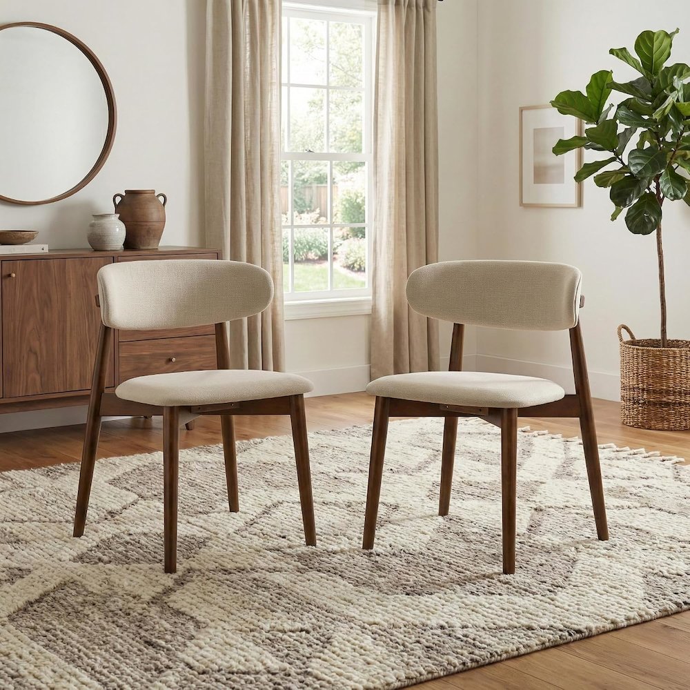 Arnott Upholstered Dining Chairs, Set of 2, Walnut Finish