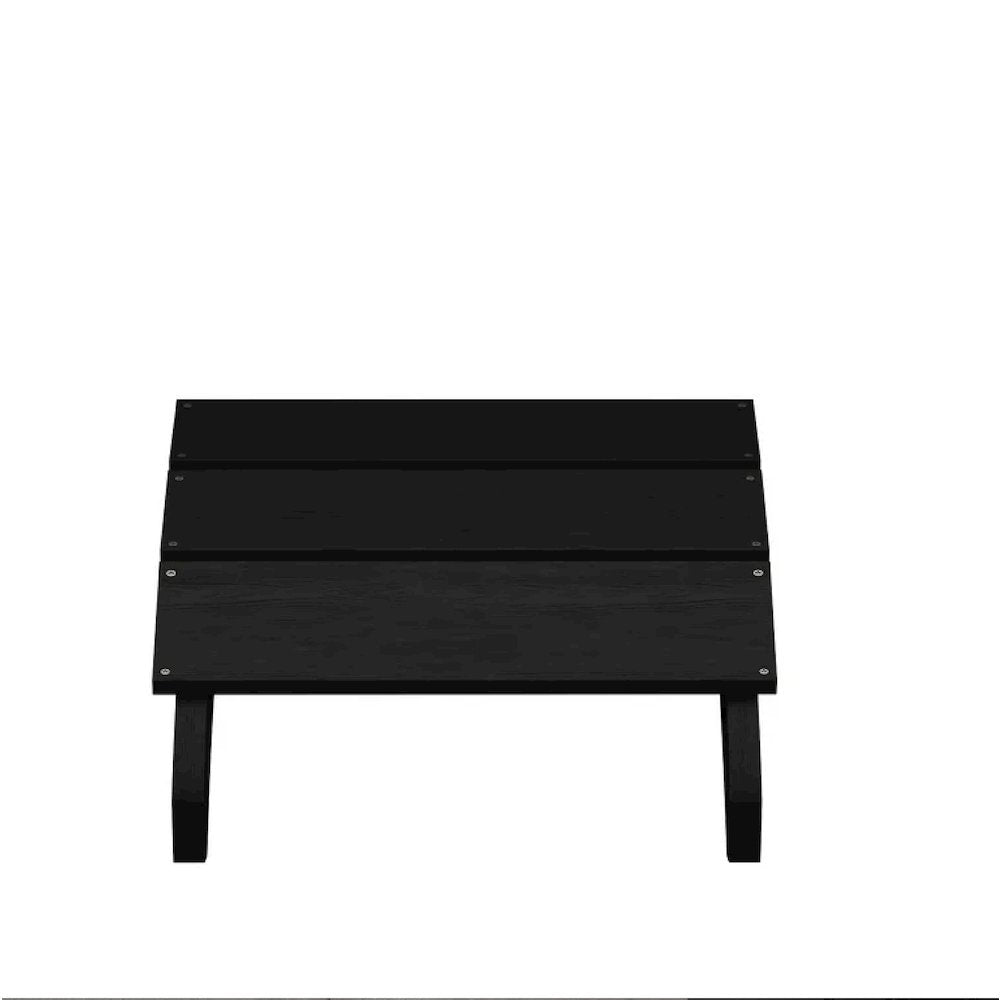 Modern All-Weather Poly Resin Wood Adirondack Ottoman Foot Rest in Black