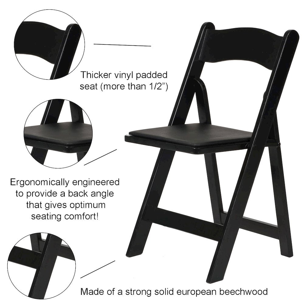 Commerical Seating Products American Padded Folding Chairs, Black