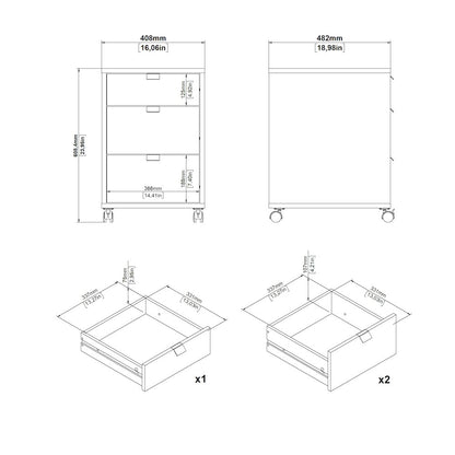 Sign 3-Piece Home Office Set with Desk, Storage Bookcase and Mobile Storage