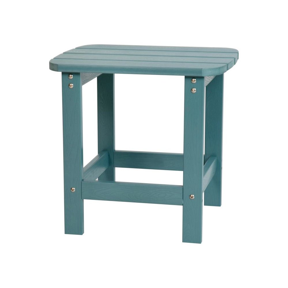 All-Weather Poly Resin Wood Adirondack Side Table in Teal