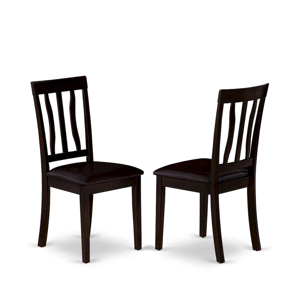 Antique Dining Chairs - Faux Leather Upholstered Wooden Chairs, Set of 2